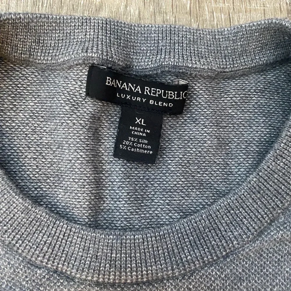 Banana Republic Men’s Cashmere Silk Blend Knit Sweater XL Colorblock Preppy Crew